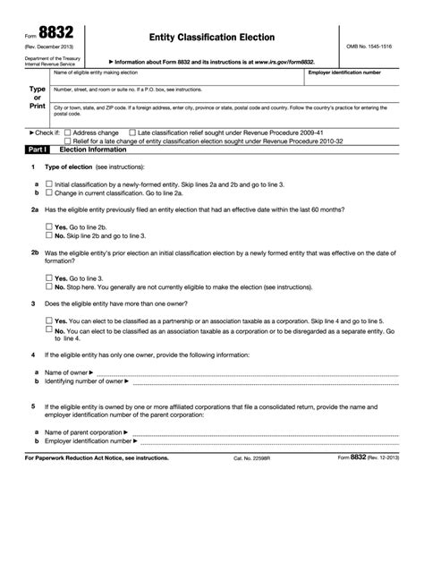 Check the appropriate box for the form filed and go to line 7. . Irs form 8832 pdf